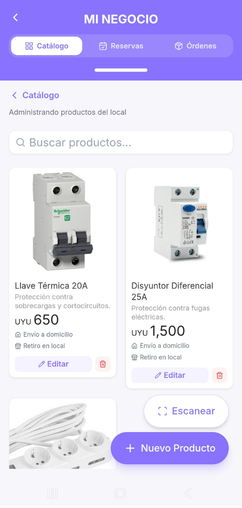 Gestión de productos de A la Vuelta